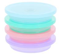 CALLARON Mason Jar Straw Lid 4Pcs Patterned Leak-Resistant Silicone Seal for 16Oz 20Oz Glass Cups for Home and Outdoor Activities