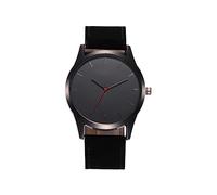 CALLARON Men's Leather Band Quartz Watch Large Dial Modern Simple Design Sturdy Material Suitable for Business Meetings and Daily Use Black