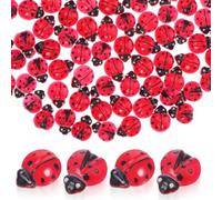 CALLARON Mini Ladybug Figurines 50 Pack Mini Ladybug Toys with Open and Closed Wings Tiny Lady Bug Statues for Fairy Garden Terrarium Decor Plant Pots Party Favors Dollhouse Ornaments