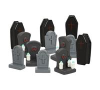 CALLARON Miniature Resin Coffin Tombstone Halloween Decor with Spooky Atmosphere, Creative Prank Prop and Gift for Haunted House Party