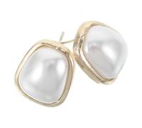 CALLARON Minimalist Geometric Faux Pearl Earrings Ear Studs Lightweight French Style for Women Elegant Wedding Party Daily Wear Accessory