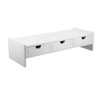CALLARON Monitor Support Riser White Pvc Wood Plastic Board Three Drawers