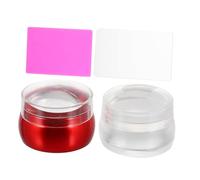 CALLARON Nail Art Stamper Silicone Stamping Tool Set 2 Pieces 4Cm Soft Sticky Surface Red Manicure French Nail Tips Scraper Board