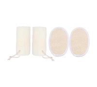 CALLARON Natural Loofah Exfoliating Bath Brush Set 4pcs Gentle Exfoliating Cloths for Daily Use for Skin Care