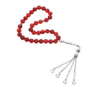 CALLARON Natural Red Agate Rosary Bracelet Smooth Polished Muslim Prayer Beads for Islam Worship and Religious with Comfortable Hand Feel and Decorative Use