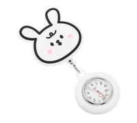 CALLARON Nurse Pocket Watch Cartoon Style Clip-On Chest Watch Retractable String Numbers for Doctors White Stainless Steel