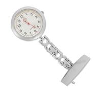 CALLARON Nurse Pocket Watch Glow in The Dark Hanging Clip-on Alloy Case Accurate Timekeeping Silver Solar Pattern Dial for Medical Professionals