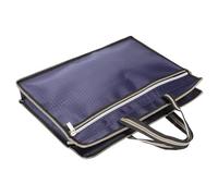 CALLARON Oxford Cloth A4 Document Bag with Dual Zipper Canvas Tote File Folder Organizer Navy Portable Document Storage Pouch for Office and Business Use