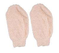 CALLARON Plant Fiber Exfoliating Bath Gloves Set of 2 Beige Body Massage Scrubber for Spa Gentle Exfoliation for Skin Types