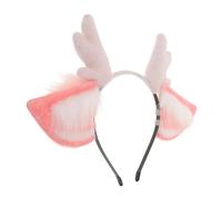 CALLARON Plush Reindeer Antlers Headband with Soft Deer Ears for Women Lightweight Christmas Hairband Accessory Portable Holiday Costume Headgear for Parties and Festive Photos