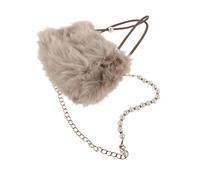 CALLARON Plush Shoulder Bag Faux Purse Small Square Bag with Artificial Pearl Chain Handle Synthetic Leather Women’s Date Night Random Color