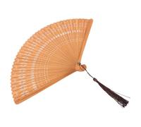 CALLARON Portable Bamboo Hand Held Folding Fan with Comfortable Grip and Hollow Carving Design Elegant Lightweight Folding Fan for Wedding and Tea Ceremonies with Natural Wood Patterns