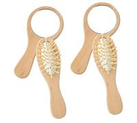 CALLARON Portable Hair Comb and Mirror Set 4pcs Mini Wooden Massage Hair Brush Vanity Mirror for Travel and Daily Use