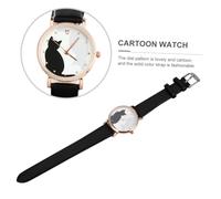 CALLARON Quartz Wristwatch for Faux Leather Strap and Cute Cat Pattern for Anniversary and Holiday