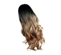 CALLARON Realistic Gradient Brown Long Curly Wig for Women Fluffy Lace Front Hairpiece for Cosplay Parties Daily Use Heat Tool Compatible Wavy Design