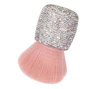 CALLARON Retractable Mushroom Head Makeup Brush Soft Bristles for Loose Powder and Blush Portable Pink Bling Travel Face Brush for Quick Touchups and Fluffy Foundation Application
