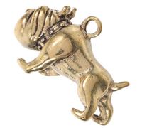 CALLARON Retro Brass Bulldog Pendant DIY Keychain Charm Decorative Animal Shape Hanging Keyring Ornament for Crafts