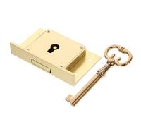 CALLARON Retro Brass Lock Drawer Safety Lock Golden Brass Material Chinese Retro Modern Style Beautiful Shape Close Fit No Jamming for Filing Cabinets Furniture