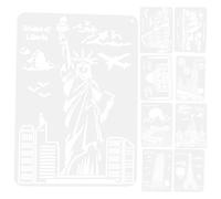 CALLARON Reusable Urban Landscape Drawing Stencils 9pcs Set, Pet Spray Painting Templates for Art Crafts, Hollow-Out Architectural Landscape Painting Stencil for DIY Wall and Paper Craft