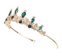 CALLARON Rhinestone Crown Children's Green Bride Alloy Crystal Tiara Wear-resistant Headband for Wedding Party Birthday