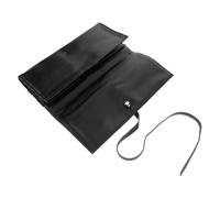 CALLARON Rolling Makeup Brush Bag Portable Folding Case for Travel Storage Pu Material Makeup Brush Holder Black