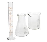 CALLARON Scientific Teaching Tool Set 50ml Glass Beaker 50ml Graduated Cylinder with Scale Laboratory Glassware for Chemistry Experiments and Science Education