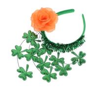 CALLARON St Patrick Hairband Glitter Shamrock Headpiece with Orange Rose Decoration Comfortable Durable Holiday Headband for Irish Festival Parade Party