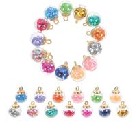 CALLARON Star Sequin Embellished Glass Ball Charms 60pcs Multi Colour Transparent Pendants for DIY Necklace and Earring Crafting, Lightweight Durable Beads Suitable for Jewelry Making