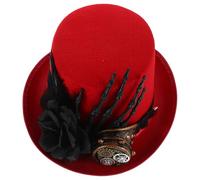 CALLARON Steampunk Hat - Halloween Top Hat with Skull Hand and Rose Design Unisex Costume Cap for Party Cosplay for Men and Women