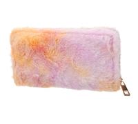 CALLARON Stylish Plush Wallet for Women Long Zippered Handbag with Rainbow Gradient Design Portable and Fashionable Purse for Daily Use School and Travel