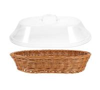 CALLARON Tabletop Food Serving Basket Bread Baskets with Lid 36cm Acrylic Pp round Shape with Lid Protecting Items for Bakery and Special Occasions