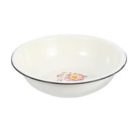 CALLARON Thickened Enamel Basin 24cm Vintage Style Iron Mixing Bowl Multi-Function Vegetable Washing Rice Storage Basin Easy to Clean Safe and Reliable Material for Home Random Style