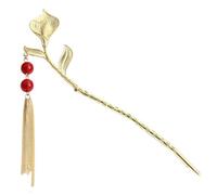 CALLARON Tulip Hairpin with Tassel Chain Vintage Chinese Hair Stick for Buns Elegant Hanfu Hair Accessories Unique Floral Design for Women