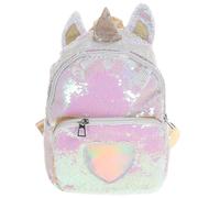 CALLARON Unicorn Backpack Sequin Unicorn School Bag Shiny Heart Pattern Bookbag Glitter Rainbow Travel Bag for Girls Pink 27 x 22 x 10 cm