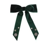 CALLARON Velvet Bow Hair Clip with Sparkling Snowflake Rhinestones Large French Barrette Hair Bow for Women and Brides for Weddings and Parties