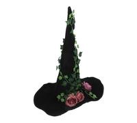 CALLARON Velvet Halloween Witch Hat for Women Classic Pointed Design with Rose and Vine Gothic Decoration Comfortable Fit Durable Costume Accessory for Halloween Parties