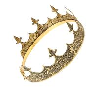 CALLARON Vintage Alloy King Crown Lightweight Medieval Royal Court Style for Men Comfortable Cosplay Prop for Performances Themed Parties Weddings and Costume Events