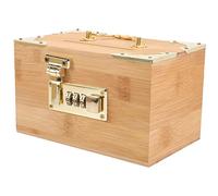 CALLARON Vintage Bamboo Wood Treasure Chest Box Combination Lock, Retro Pirate Trinket Storage Case, Small Multi-functional Piggy Bank for Home and Craft Organization