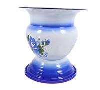 CALLARON Vintage Blue Enamel Toilet Basin Chinese Style Spittoon for Home Durable Thickened Retro Design Convenient for Bedroom Travel Camping Portable Use