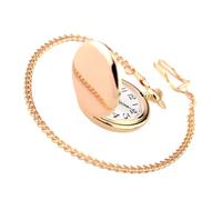 CALLARON Vintage Rose Gold Pocket Watch with Clamshell Design Dual Sided Polished Retro Hanging Watch for Men Women and Students Mechanical Chain Timepiece with Numbers for Easy Viewing