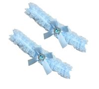 CALLARON Wedding Garter and Polyester Material 2pcs Elegant Blue Lace with Comfortable Elastic Fit Bridal Accessories for Bride for Garden Ceremony or Church Ceremony for Women