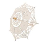 CALLARON Wedding Photography Bridal Lace Umbrella Cotton Fabric Beige Multi-functional Comfortable Parasol for Bridal Costume