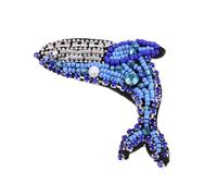 CALLARON Whale Pattern Beaded Fabric Patch for Sweaters and Coats Easy to Sew DIY Rhinestone Embroidery Clothes Patch Cute Decorative Appliques for Beginners and Craft Enthusiasts