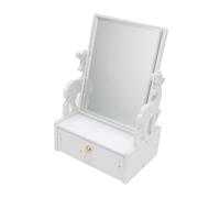 CALLARON White Vanity Mirror with Drawer, Easy to Assemble Plastic Makeup Mirror Featuring Surface and Turnable Design, for Women and Office Workers a Desktop Makeup Supply Accessory