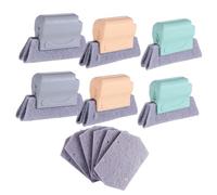 CALLARON Window Gap Cleaning Brush Set 12pcs - Multifunctional Groove and Kitchen Brushes with Replacement Microfiber Pads, Sturdy White Green Grey for Window Tracks and Household Cleaning