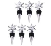 CALLARON Wine Bottle Stoppers Reusable Sealing Stoppers Stainless Steel Snowflake Shaped 6pcs with Smooth Edges and Burr-Free Design for Wine Bottles, for Home and Party Use