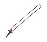 CALLARON Wooden Beads Cross Pendant Necklace for Men Women Christian Prayer Rosary Jewelry with Car Mirror Cross Decor Religious Meditation Beads Urban Faith Accessory