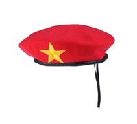 CALLARON Woolen Beret Hat with Yellow Five Point Star Retro Sailor Style for Womens Stage Show and Square Dancing Warm Winter Party Headwear Accessory