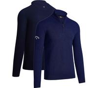 Callaway Golf Men's Callaway Golf 260 GSM Merino Wool ¼ Zip Midlayer {CG-GS80Z3} - Midnight Navy Blue - XX-Large {50/52"}