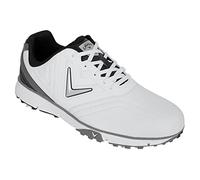 (UK 7, White/Black) Callaway Golf Mens M258 Chev Max Waterproof Spiked Breathable Golf Shoes